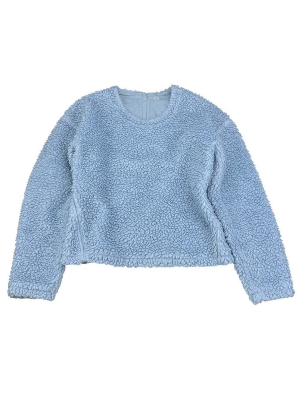 Lululemon Wool Blend Sherpa Fleece Whenever Boxy Crew Pullover Blue Chambray - Picture 4 of 9